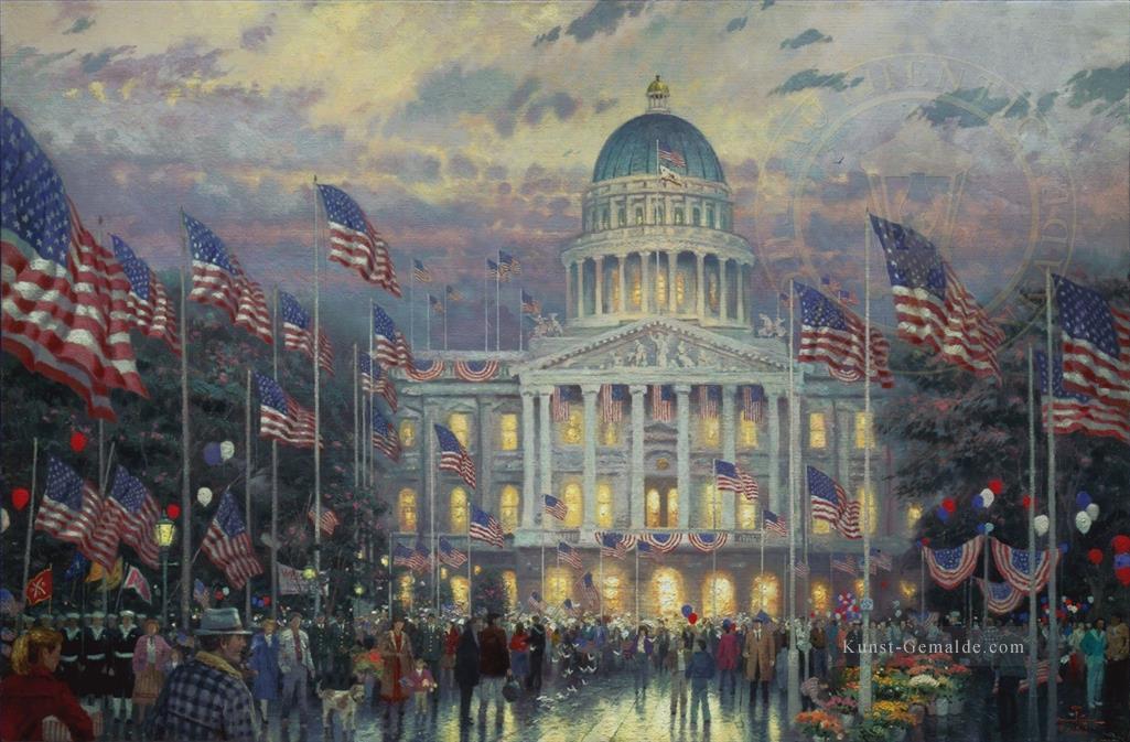 Fahnen über The Capitol Stadtbild Ölgemälde